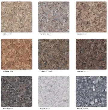 This is a picture of the Polymer Flake Marble Collection samples 