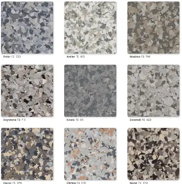 This is a picture of the Polymer Flake Modern Collection samples 